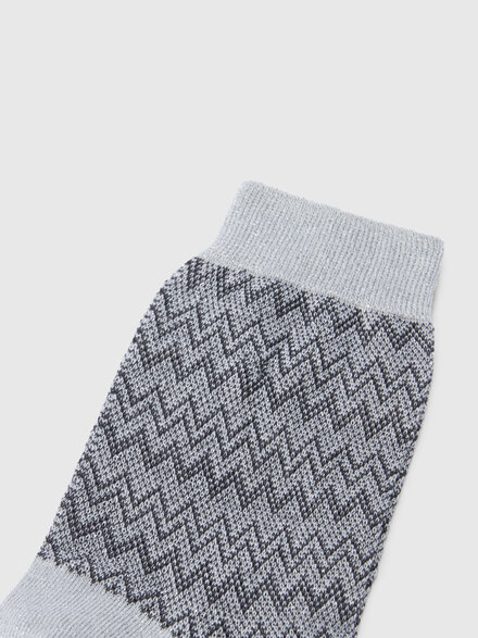 Short lam&eacute; knit socks with zigzag pattern, Multicoloured  - LS26SS4UBV00J1SM67S