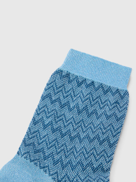 Short lam&eacute; knit socks with zigzag pattern, Multicoloured  - LS26SS4UBV00J1SM67U