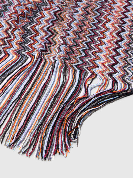 Sciarpa in viscosa e cotone zig zag con frange, Multicolore  - LS26SS63BV00J1SM67R