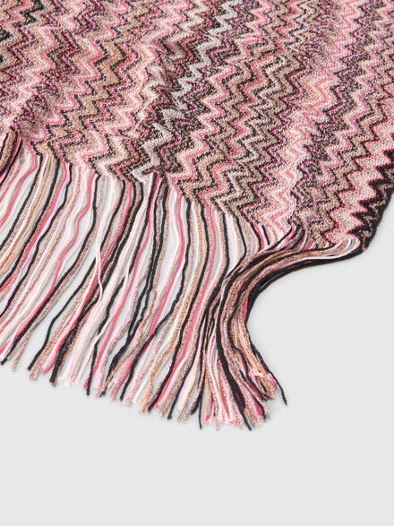 Sciarpa in viscosa e cotone zig zag con frange, Multicolore  - LS26SS63BV00J1SM67U