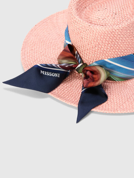 Cappello in paglia con nastro in seta, Multicolore  - LS26SS6TBV00J1SM67U