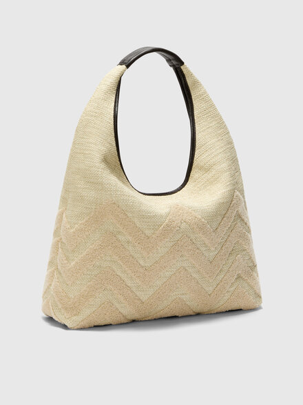 Bolso hobo de cuero y lona, Multicolor  - LS26SX06BV00J4SMSO0