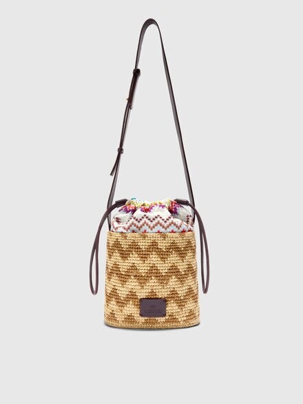 Bolso saco de cuero, rafia y viscosa, Multicolor  - LS26SX07BV00J4SM9H9