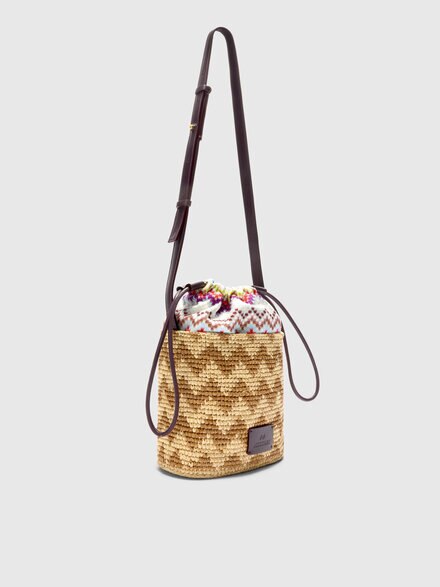 Bolso saco de cuero, rafia y viscosa, Multicolor  - LS26SX07BV00J4SM9H9