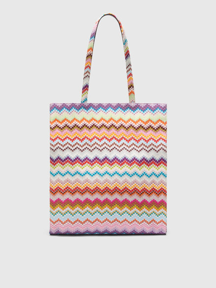 Bolso shopper de cuero y lona, Multicolor  - LS26SX0ABV00J4SM9H9