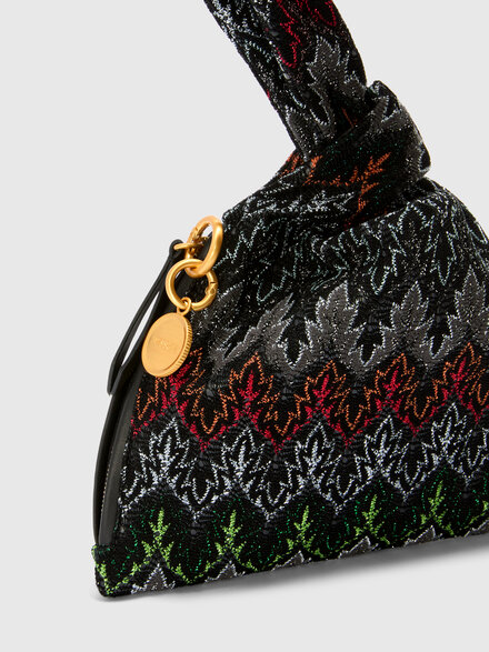 Bolso de mano de viscosa y algod&oacute;n lam&eacute;, Negro & Lam&eacute; - LS26SX0BBV00J4S91S5