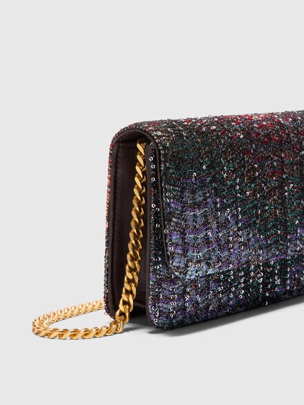 Cartera con cadena en piel y lona, Multicolor  - LS26SX16BV00JFSMSOV