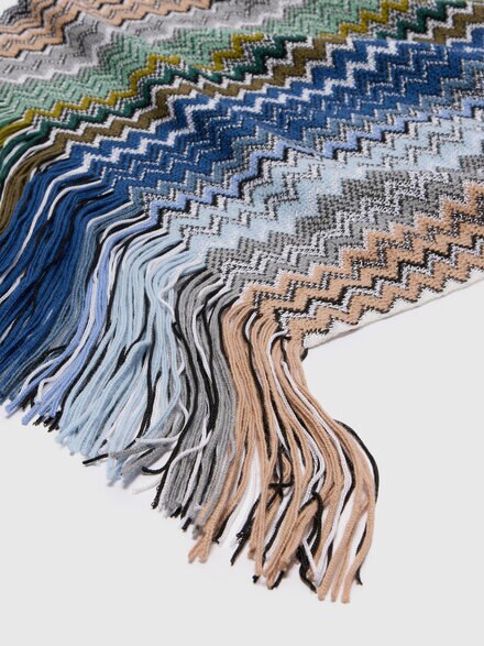 Schal aus Wollmischung mit Zig Zag-Muster und Fransen, Mehrfarbig  - LS26WS2FBV00JMSM67S