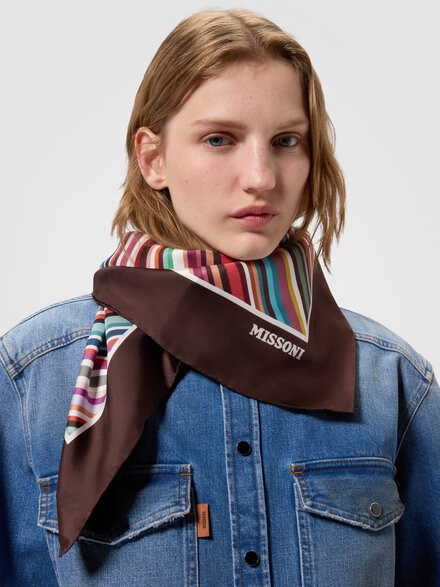 Pure silk striped scarf, Multicoloured  - LS26WS4TBV00JMSM67S