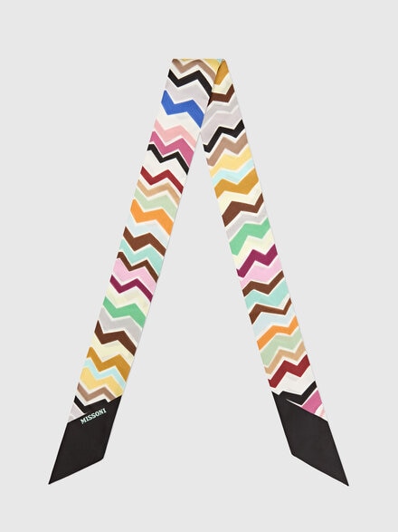 Sciarpina in seta con zig zag irregolari, Multicolore  - LS26WS5LBV00JMSM67R
