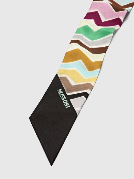 Sciarpina in seta con zig zag irregolari, Multicolore  - LS26WS5LBV00JMSM67R