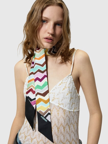 Sciarpina in seta con zig zag irregolari, Multicolore  - LS26WS5LBV00JMSM67R