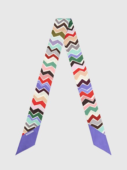 Sciarpina in seta con zig zag irregolari, Multicolore  - LS26WS5LBV00JMSM67U