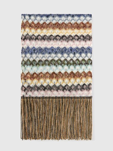 Estola en viscosa lam&eacute; con flecos y motivo encaje, Multicolor  - LS26WS63BV00JMSM67U