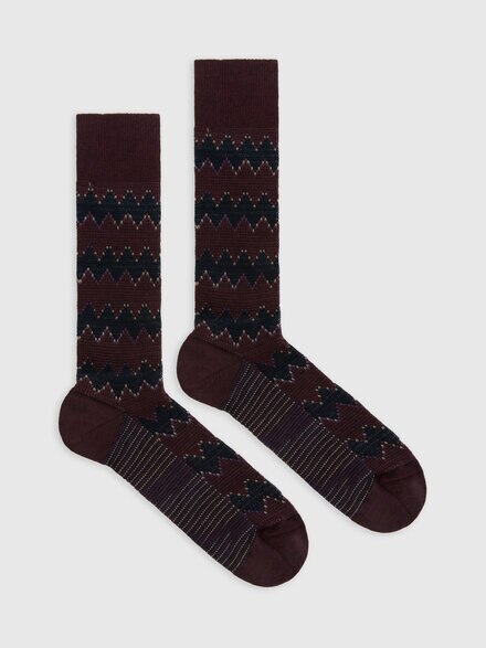 Zig zag wool and cotton-blend ankle socks, Multicoloured  - LS26WS6SBV00JNSM67S