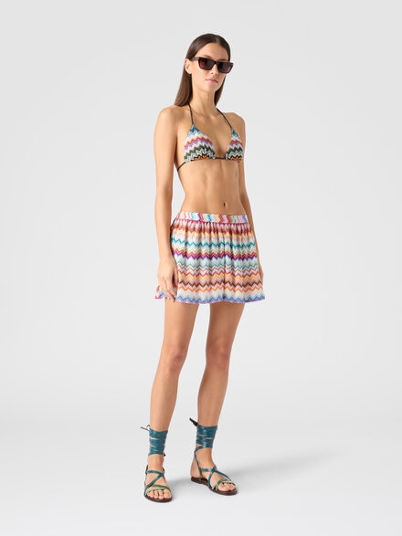 Viscose Lamé Shorts with Pixelated Zigzag Motif, Multicoloured  - MC22SI00BR014FSM9WV