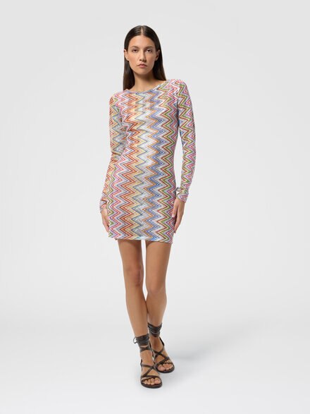 Camiseta de manga larga en tejido estampado zig zag, Multicolor  - MC22SL00BR0161SMSP2