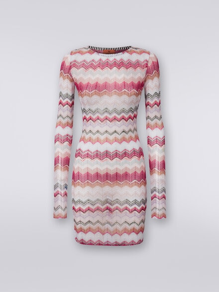 Zigzag crochet dress with lurex, Multicoloured  - MC22SL00BT006VS30CV