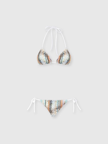 Multi-Technique Mixed Viscose Lam&eacute; Bikini, Multicoloured  - MC22SP00BC005ZS01K3