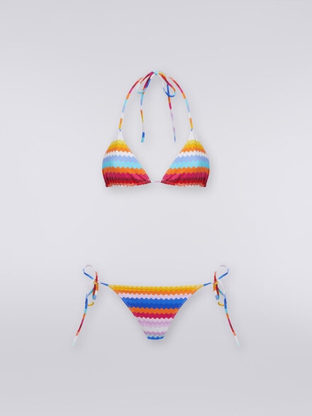 Bikini in zigzag print stretch nylon, Multicoloured  - MC22SP00BJ00J7SM99F