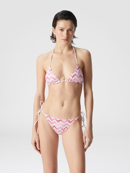 Slub zigzag viscose blend bikini, White &  Pink  - MC22SP00BJ00NBS30EV