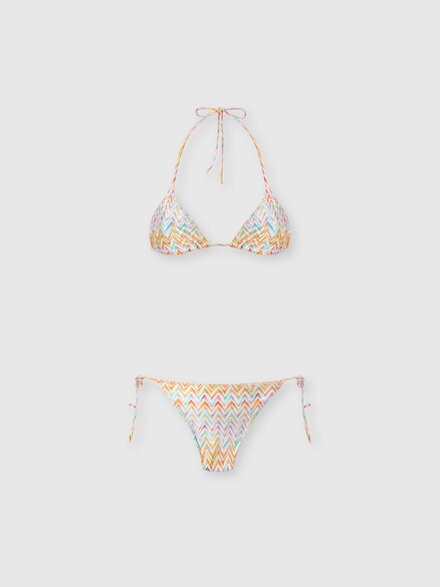Triangle Bikini with Zigzag Pattern and Adjustable Ties, Multicoloured  - MC22SP00BJ00ODSM9R0