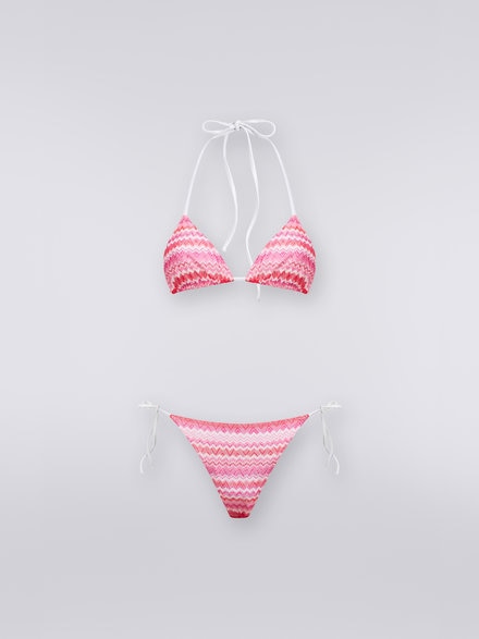 Bikini en maille zigzag bicolore, Rose   - MC22SP00BR00K4S413H