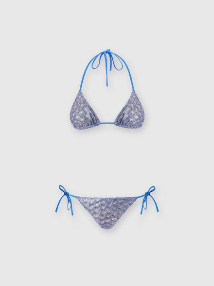 Lace-effect bikini with lining, Blue - MC22SP00BR00TC94045