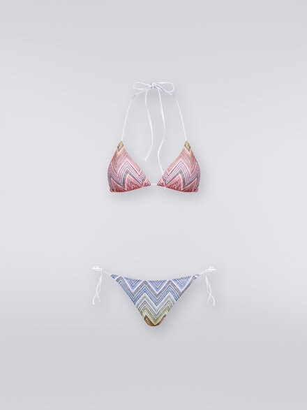 Triangle bikini in zigzag fabric, Multicoloured  - MC22SP00BR00THS4157