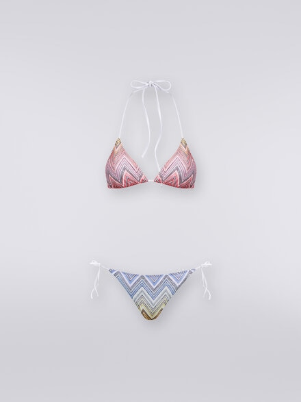 Bikini a triangolo in tessuto zig zag, Multicolore  - MC22SP00BR00THS4157