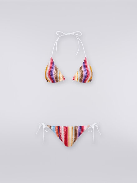 Bikini de ganchillo a rayas, Multicolor  - MC22SP00BR00UWS4158