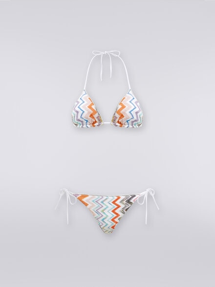 Viscose blend chevron lamé bikini, Multicoloured  - MC22SP00BR00XLSM9DA