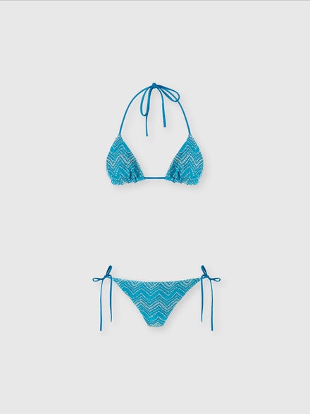 Bikini in viscosa zig zag lamé, Verde - MC22SP00BR00ZXS614P