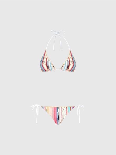 Bikini triangle en viscose lamé flammé, Multicolore  - MC22SP00BR00ZZSM9L1