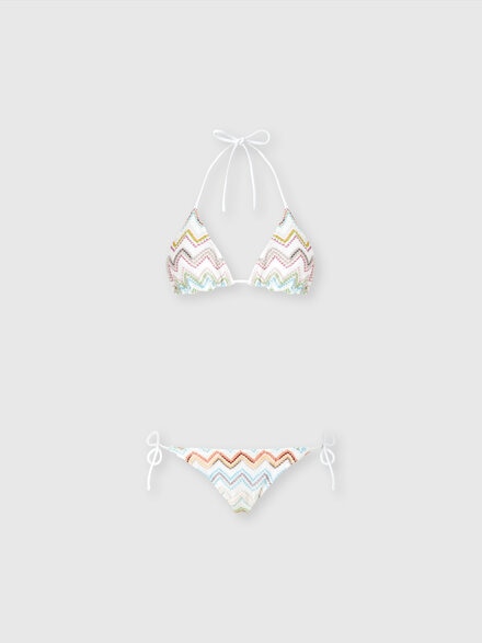 Triangel-Bikini mit 3D-Lamé-Zick-Zack, Mehrfarbig  - MC22SP00BR0101SM9KZ