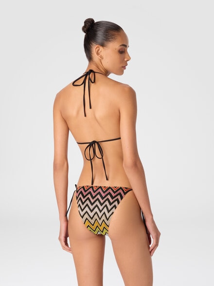 Chevron Pattern Bikini in Viscose and Lamé, Multicoloured  - MC22SP00BR012RSM9QH
