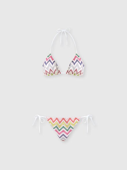 Chevron Pattern Bikini in Viscose and Lamé, Multicoloured  - MC22SP00BR012RSM9QI
