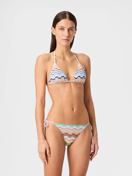 Bikini in pure viscose with greek motif, Multicoloured  - MC22SP00BR015ESMSNP