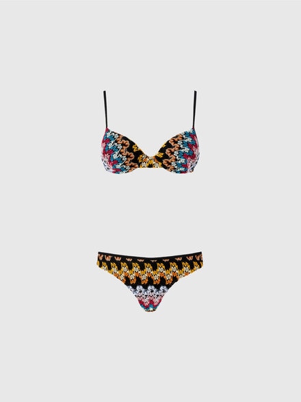 Balconette bikini in lamé viscose lace, Multicoloured  - MC22SP01BR0000S91NA