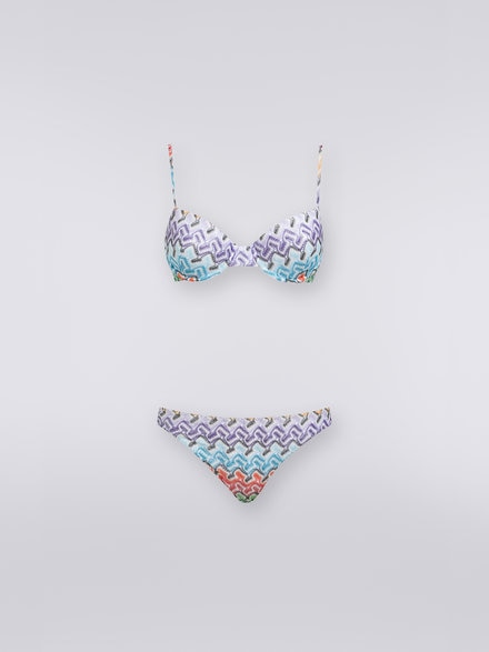 Lace-effect viscose knit bikini, Multicoloured - MC22SP01BR00QJSM8YO