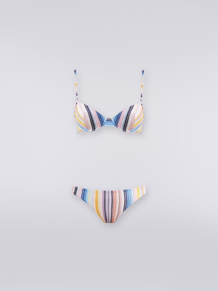 Bikini en maille de viscose rayée, Multicolore  - MC22SP01BR00UWS72EC