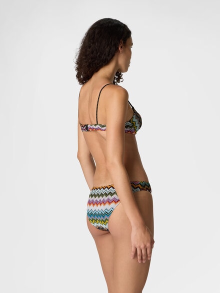 Balcony bikini in lamé viscose with zigzag pixel-effect pattern, Black & Multicoloured - MC22SP01BR014FSM9YJ