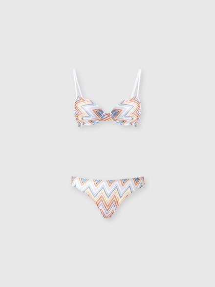 Bikini in tessuto stampa zig zag con balconcino, Multicolore  - MC22SP01BR0161SMSP2