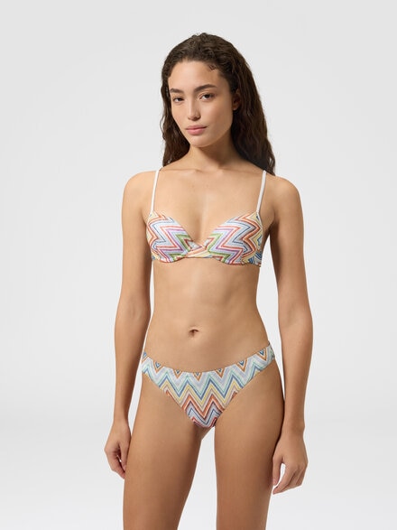 Bikini in tessuto stampa zig zag con balconcino, Multicolore  - MC22SP01BR0161SMSP2