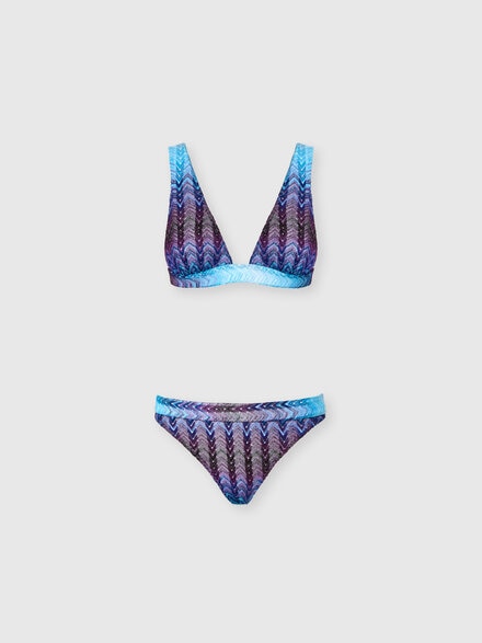 Bikini Bralette mit Zickzack-Muster, Blau - MC22SP02BR012US6152