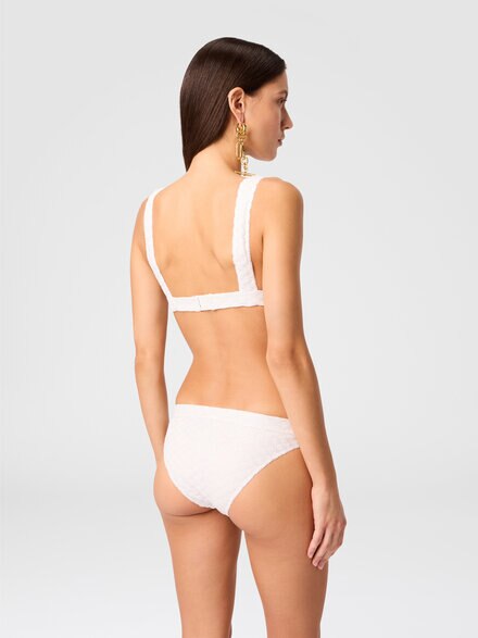 Bralette bikini in lamé viscose with raschel workmanship, White  - MC22SP02BR014RS01JW