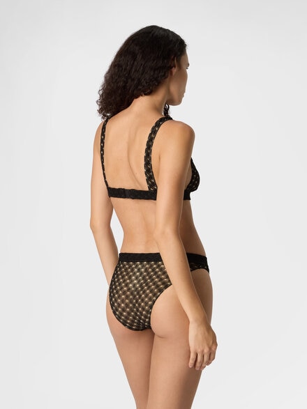 Bralette bikini in lamé viscose with raschel workmanship, Black - MC22SP02BR014RS91RE
