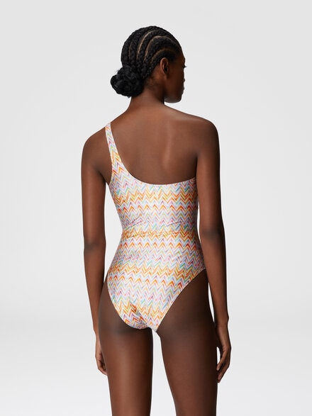One-shoulder swimsuit in technical fabric, Multicoloured  - MC22SP04BJ00ODSM9R0