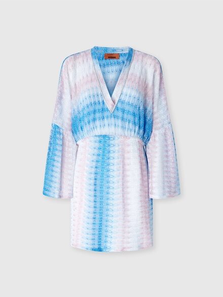 Copricostume corto con pizzo dégradé, Blu & Rosa   - MC22SQ03BR0131S72L3
