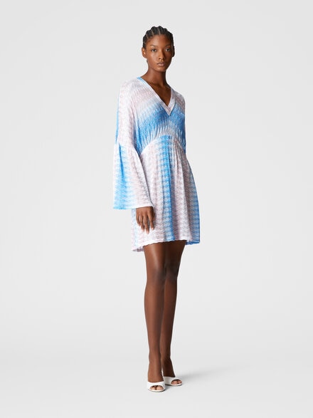 Short cover-up with dégradé lace, Blue & Pink   - MC22SQ03BR0131S72L3